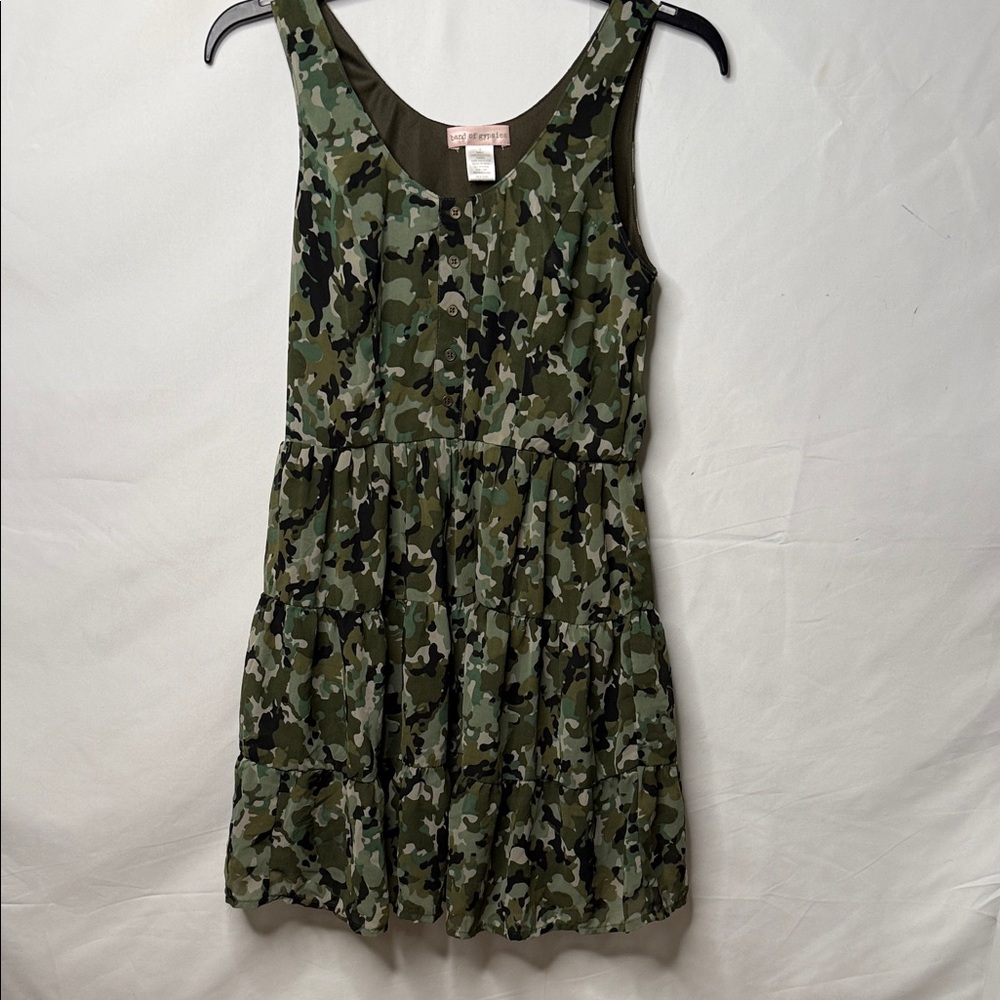 Band of gypsies camo camouflage sleeveless fit and flare pleated dress sz S